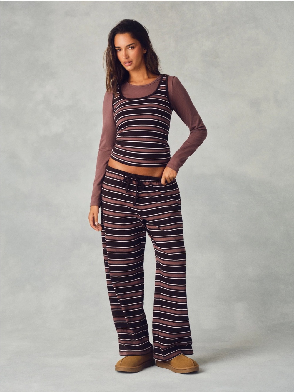SET ACTIVE HEAVY COTTON EASY STRIPE PANTS DRIFTWOOD